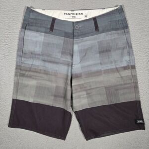 Vans Shorts Mens 32 Gray Plaid Vanphibian 11" Hybrid Pocket Casual‎ Lightweight